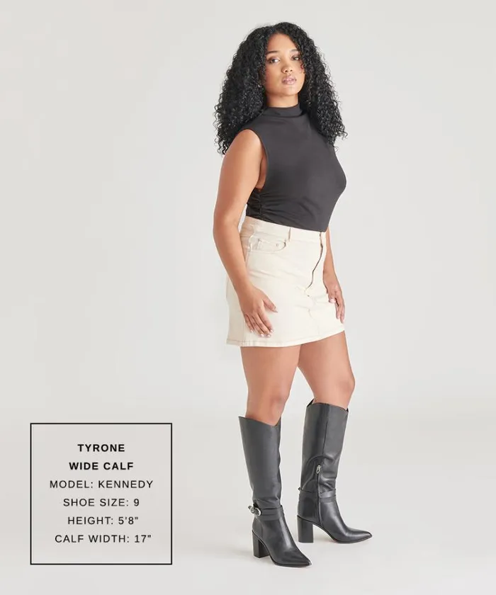 Dolce Vita Tyrone Wide Calf Boots Black Leather Women Boots and Booties
