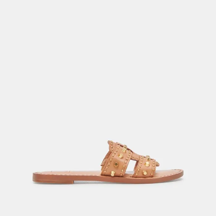 Dolce Vita Wesla Stud Sandals Honey Leather Women Sandals