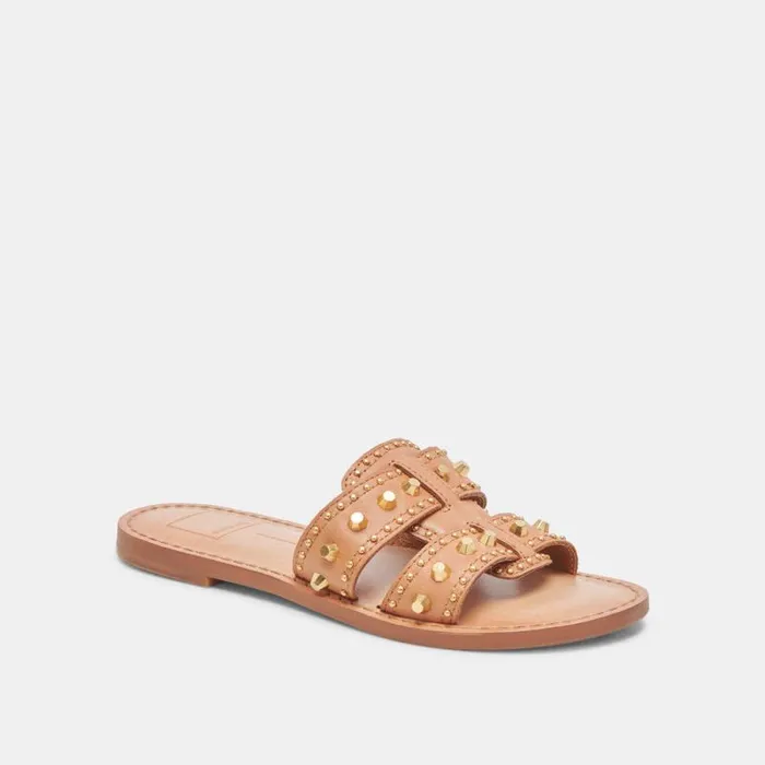 Dolce Vita Wesla Stud Sandals Honey Leather Women Sandals