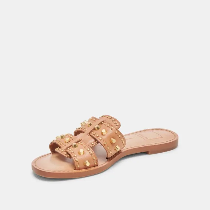 Dolce Vita Wesla Stud Sandals Honey Leather Women Sandals