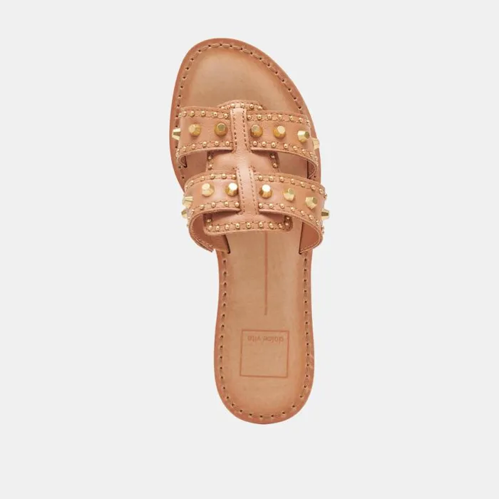 Dolce Vita Wesla Stud Sandals Honey Leather Women Sandals