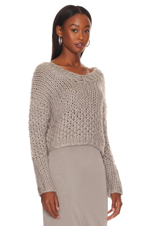 Doxie Deep V Sweater Grey Women Lovers and Friends Sweaters and Knits
