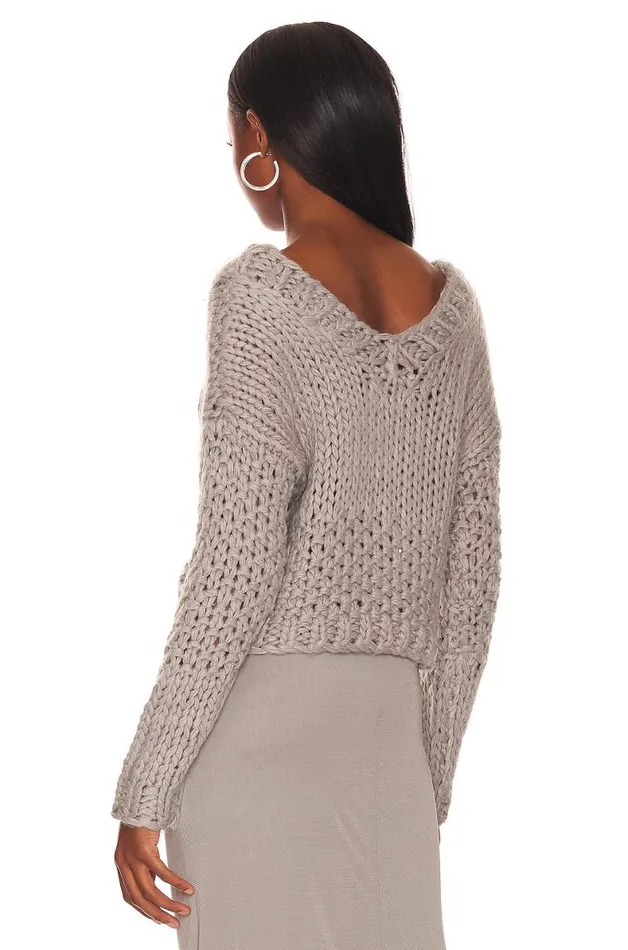 Doxie Deep V Sweater Grey Women Lovers and Friends Sweaters and Knits