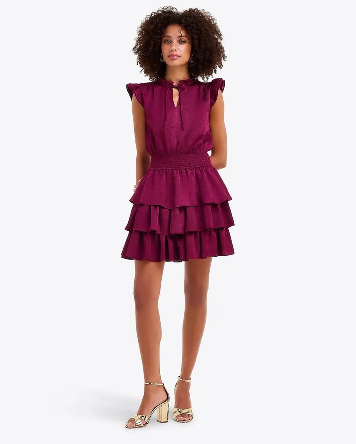 Draper James Books Women Alana Tiered Dress In Hammered Satin