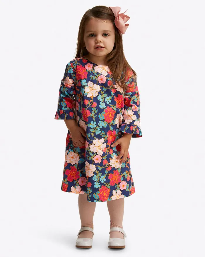 Draper James Dresses Women Girls Ruffle Shift Dress In Stretch Poplin