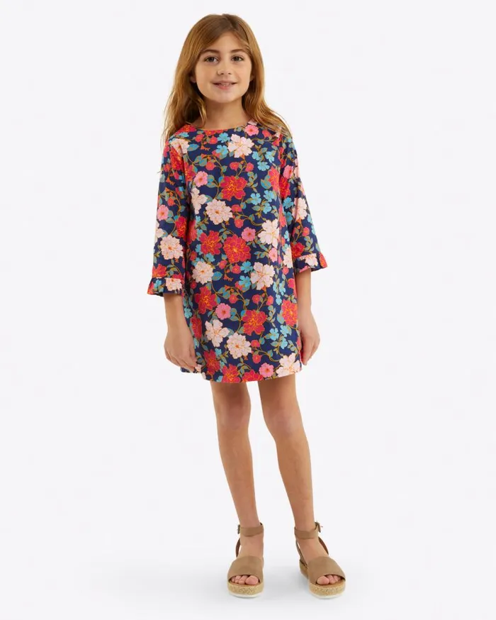 Draper James Dresses Women Girls Ruffle Shift Dress In Stretch Poplin