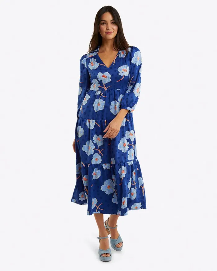 Draper James Dresses Women Katie Midi Dress In Printed Dot Jacquard
