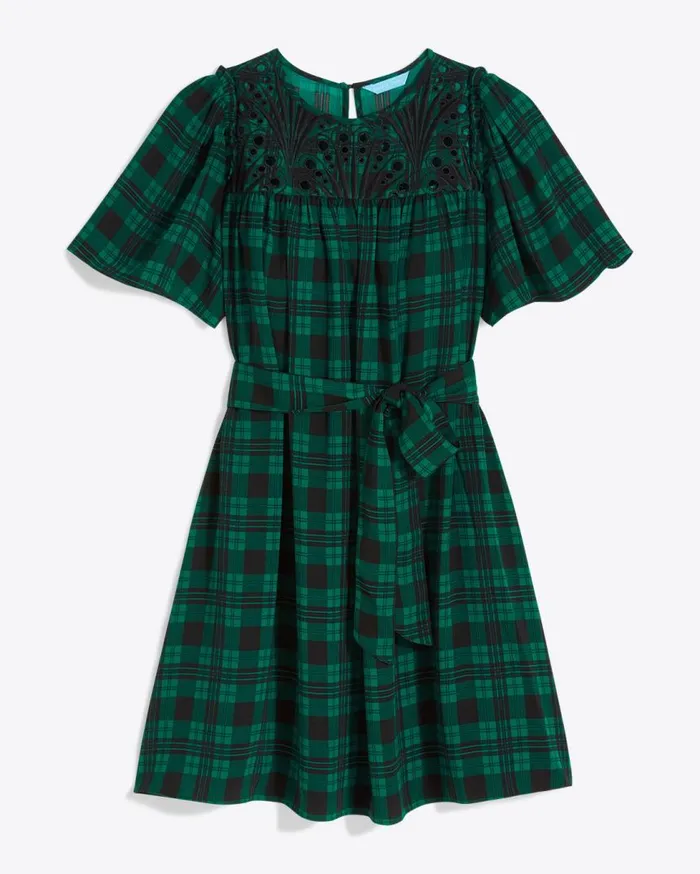 Draper James Extended Sizes Women Flutter Sleeve Shift Dress In Blackwatch Plaid