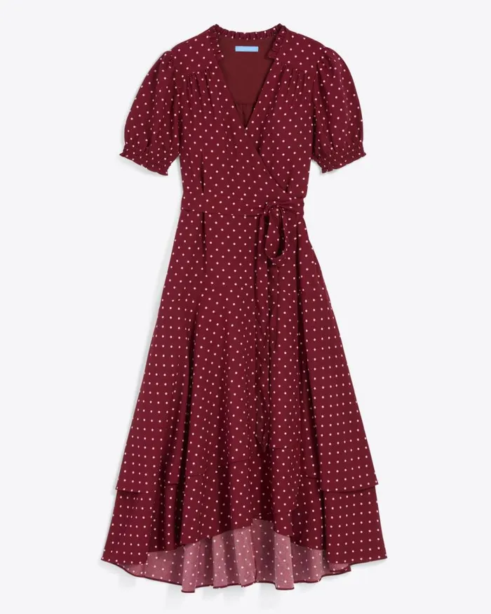 Draper James Extended Sizes Women Naomi Wrap Dress In Merlot Polka Dot