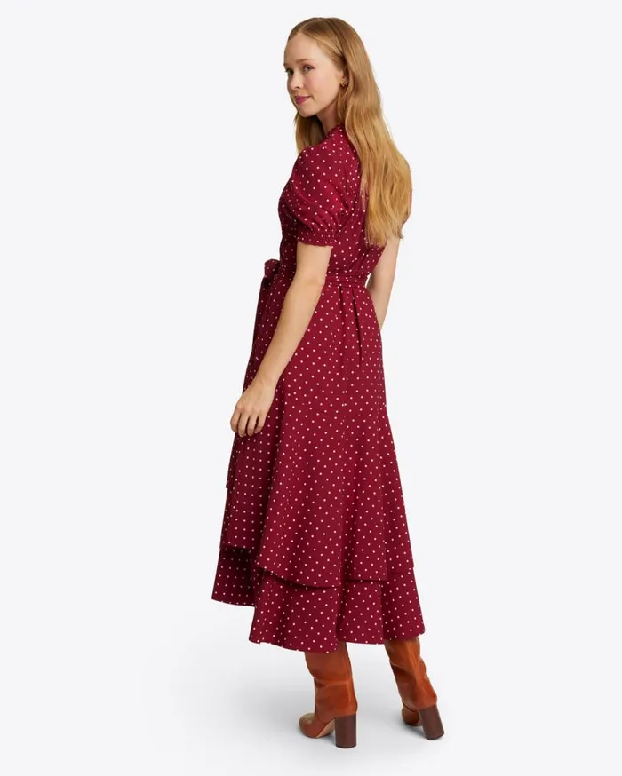 Draper James Extended Sizes Women Naomi Wrap Dress In Merlot Polka Dot