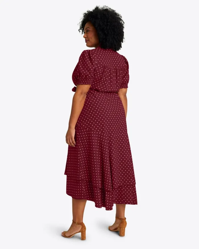 Draper James Extended Sizes Women Naomi Wrap Dress In Merlot Polka Dot