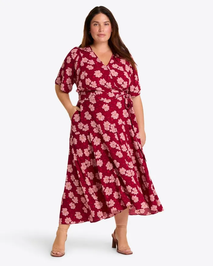 Draper James Midi and Maxi Women Fiona Wrap Midi Dress In Lurex Crepe