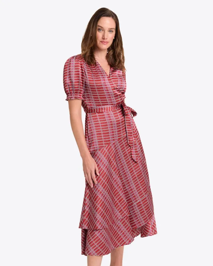 Draper James Midi and Maxi Women Naomi Wrap Dress In Dotted Grid
