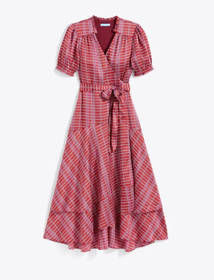 Draper James Midi and Maxi Women Naomi Wrap Dress In Dotted Grid