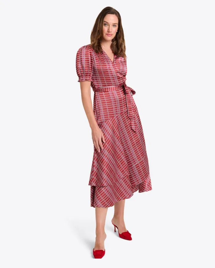 Draper James Midi and Maxi Women Naomi Wrap Dress In Dotted Grid