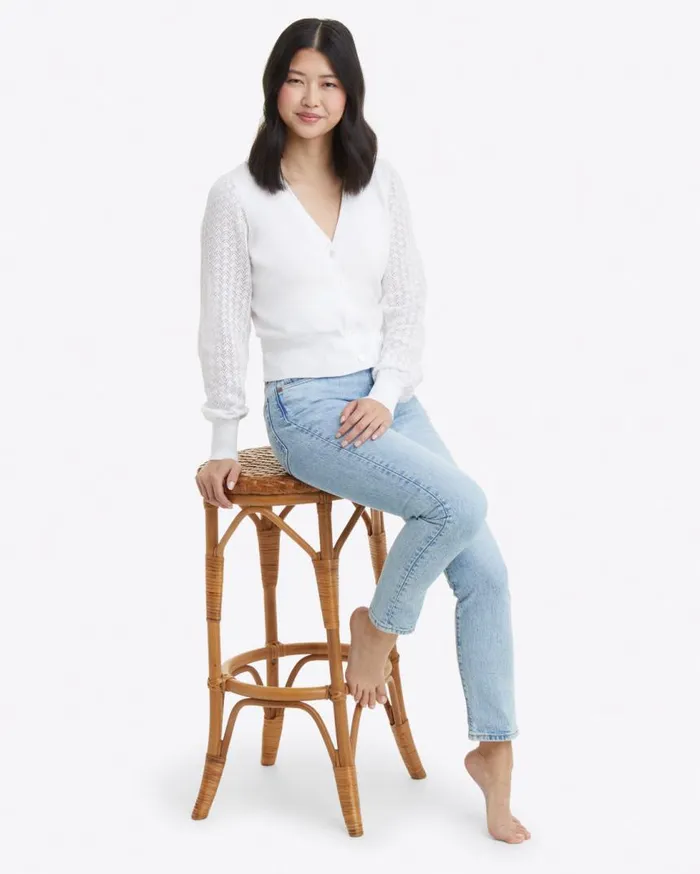 Draper James Tops Women Button Front Cardigan In White