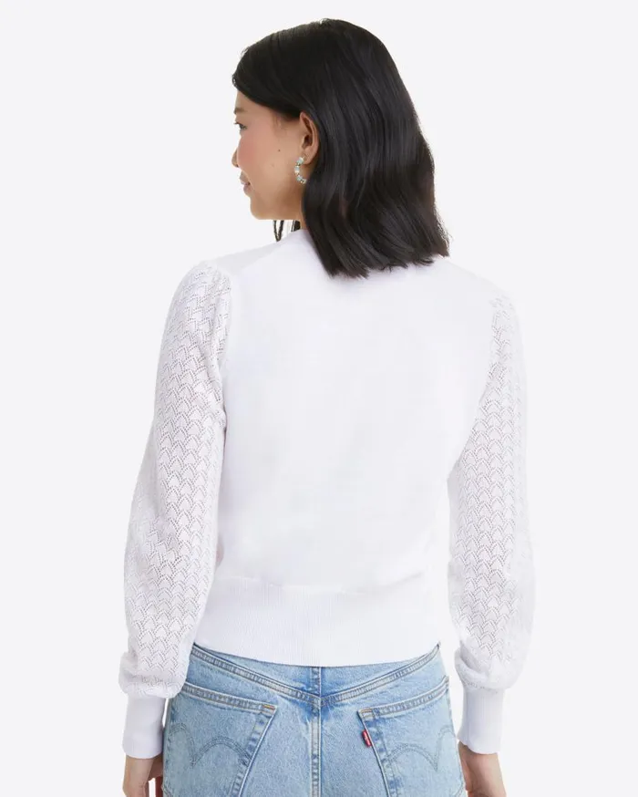 Draper James Tops Women Button Front Cardigan In White