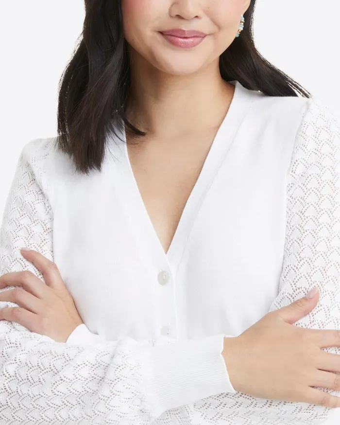 Draper James Tops Women Button Front Cardigan In White