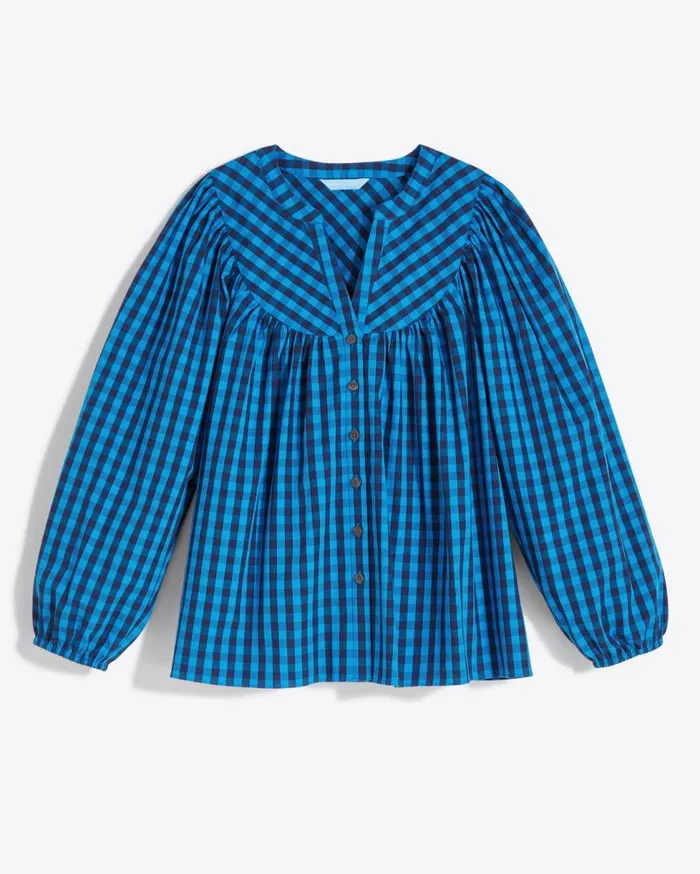 Draper James Tops Women ButtonFront Top In Blue Gingham