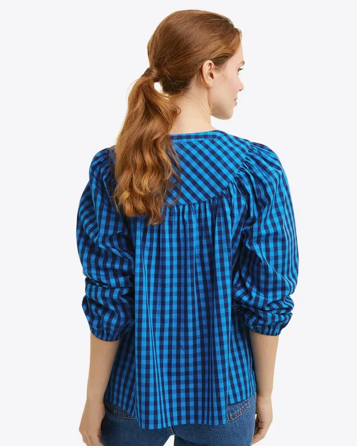 Draper James Tops Women ButtonFront Top In Blue Gingham