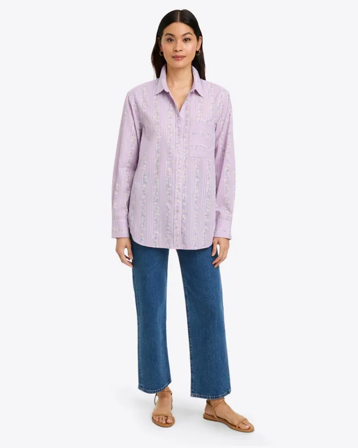 Draper James Tops Women Lynn Long Sleeve Top In Embroidered Cotton Dobby