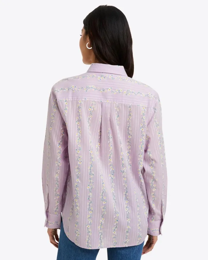Draper James Tops Women Lynn Long Sleeve Top In Embroidered Cotton Dobby