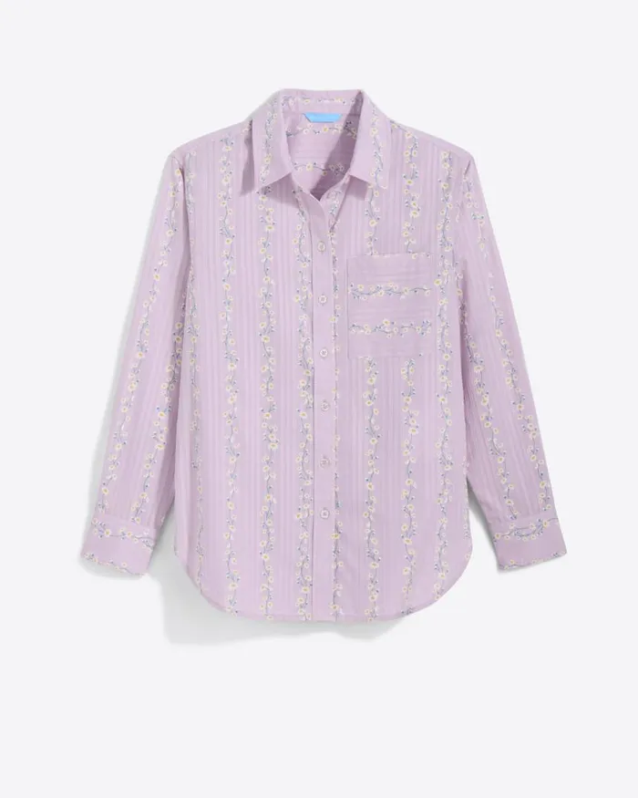 Draper James Tops Women Lynn Long Sleeve Top In Embroidered Cotton Dobby