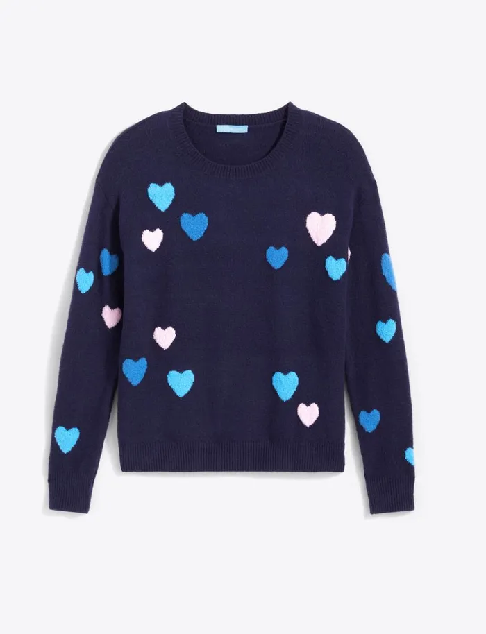 Draper James Tops Women Multi Heart Crewneck Sweater