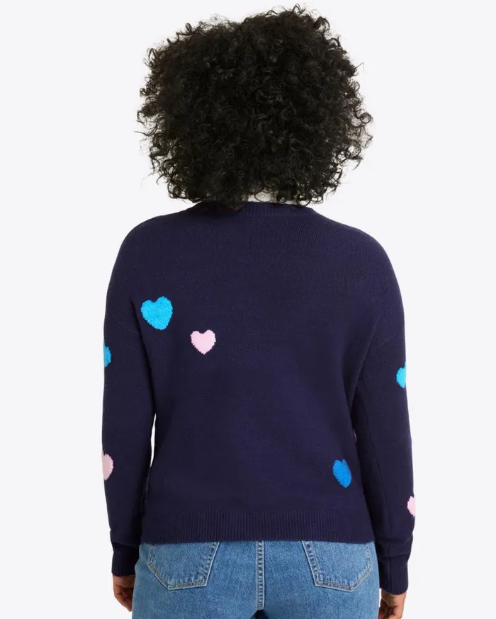 Draper James Tops Women Multi Heart Crewneck Sweater