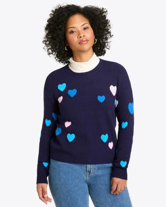 Draper James Tops Women Multi Heart Crewneck Sweater