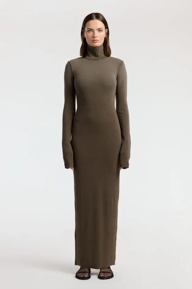 Dresses Skirts Women COTTON CITIZEN Verona Turtleneck Maxi Dress Fossil Cast