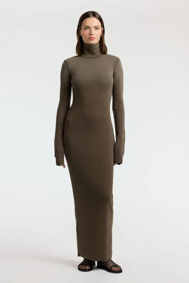 Dresses Skirts Women COTTON CITIZEN Verona Turtleneck Maxi Dress Fossil Cast Dresses Skirts Women COTTON CITIZEN Verona Turtleneck Maxi Dress Fossil Cast