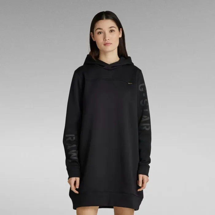 Dresses Women GStar RAW Multi Graphic Loose Hooded Sweater Dress Dark Black