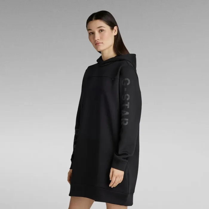 Dresses Women GStar RAW Multi Graphic Loose Hooded Sweater Dress Dark Black
