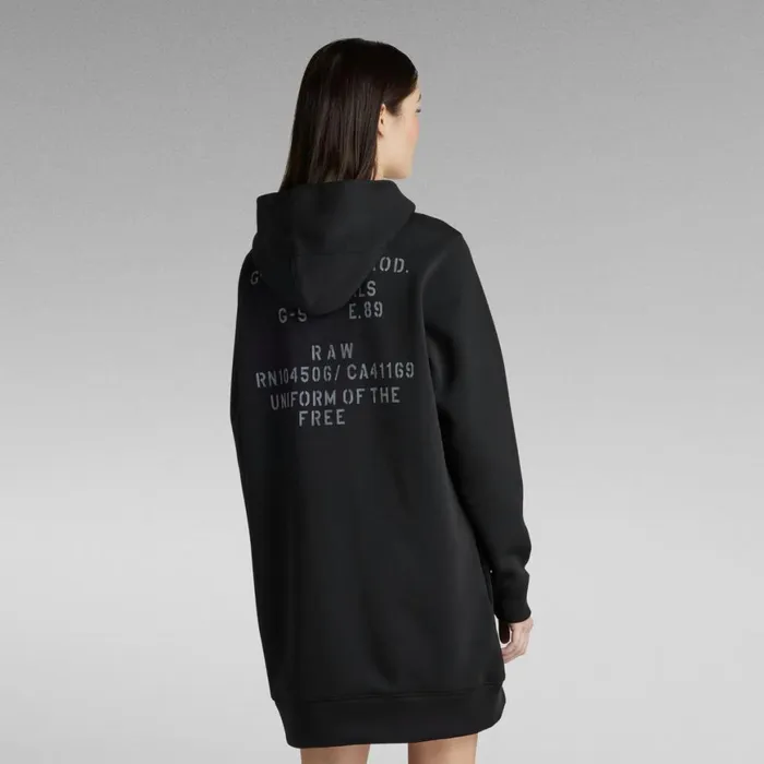Dresses Women GStar RAW Multi Graphic Loose Hooded Sweater Dress Dark Black