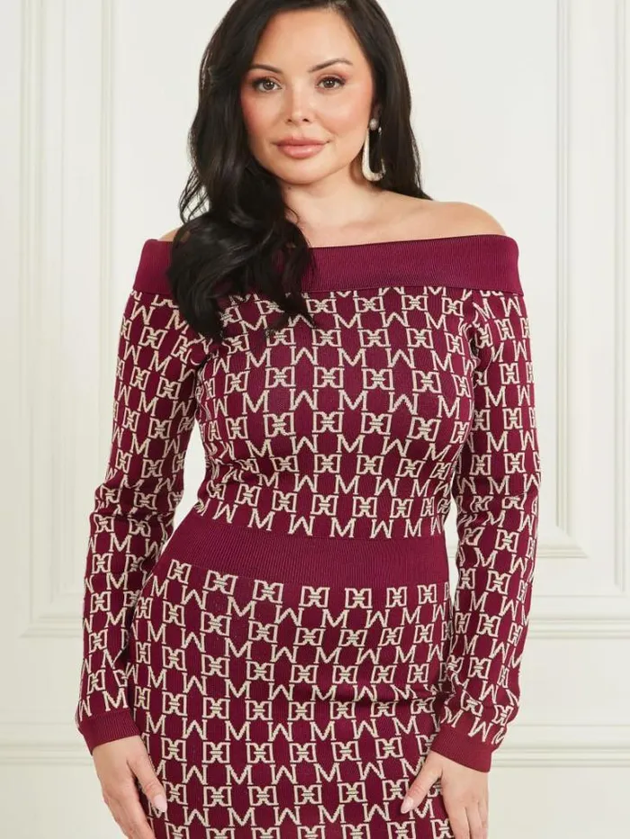 Dresses Women Marciano Angelina OfftheShoulder Dress M Allover Jacquard Vinega Dresses Women Marciano Angelina OfftheShoulder Dress M Allover Jacquard Vinega