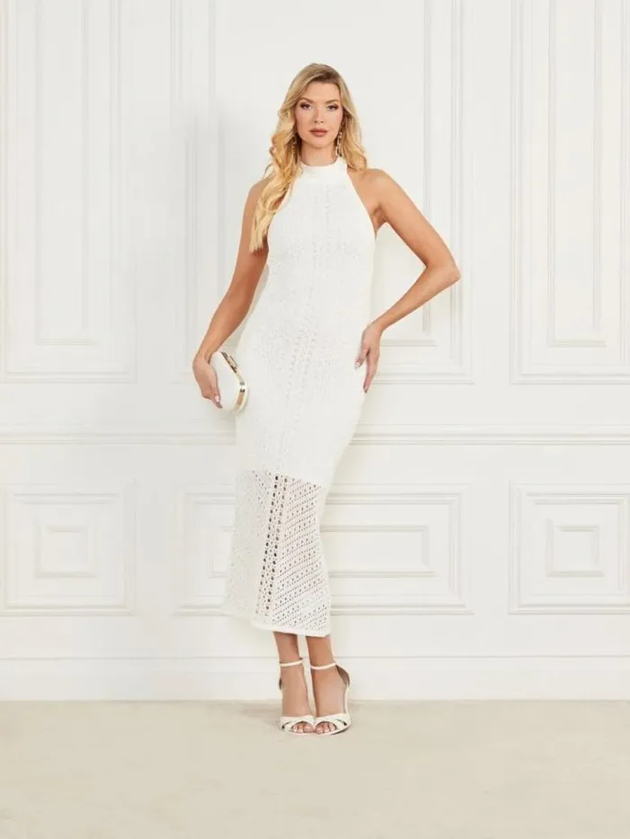 Dresses Women Marciano Meline Halter Sweater Dress Pale Pearl Dresses Women Marciano Meline Halter Sweater Dress Pale Pearl