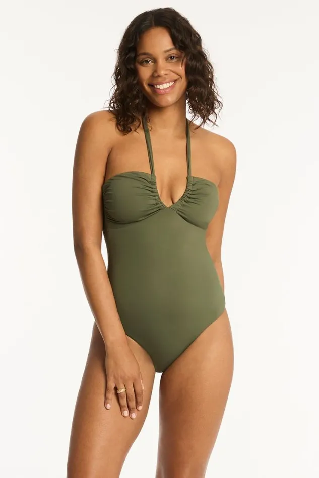 Eco Essentials Halter Bandeau One Piece Eco Essentials Khaki Women Sea Level One Pieces