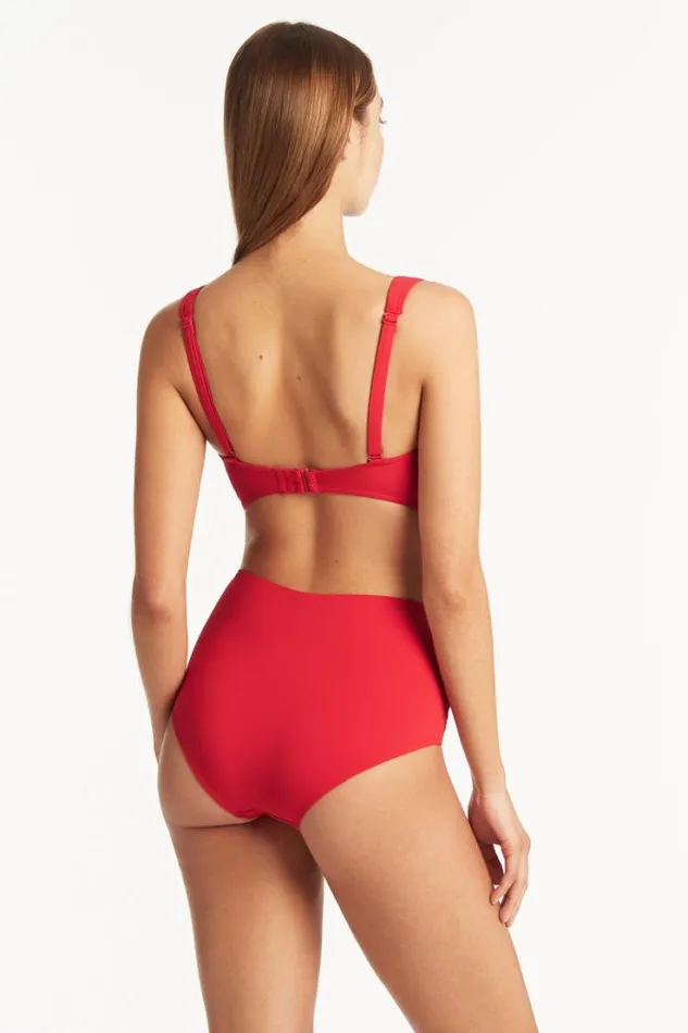 Eco Essentials High Waist Gathered Side Pant Eco Essentials Red Women Sea Level Bottoms