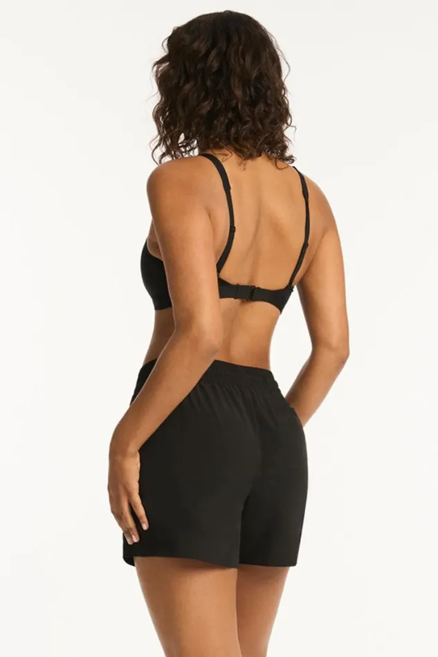 Eco Essentials Mid Length Boardshort Eco Essentials Black Women Sea Level Bottoms