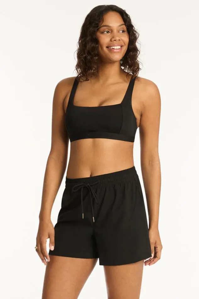 Eco Essentials Mid Length Boardshort Eco Essentials Black Women Sea Level Bottoms
