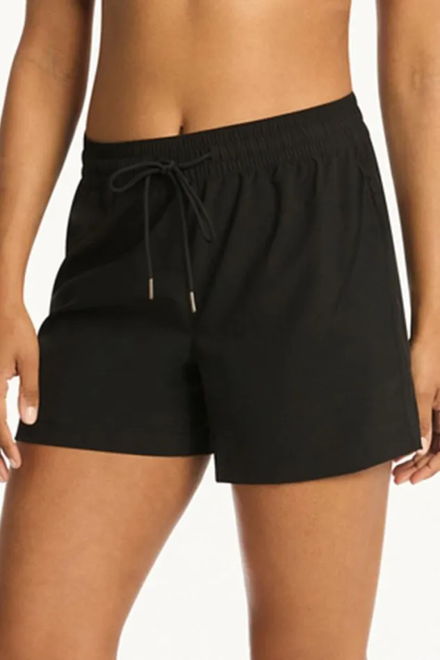Eco Essentials Mid Length Boardshort Eco Essentials Black Women Sea Level Bottoms