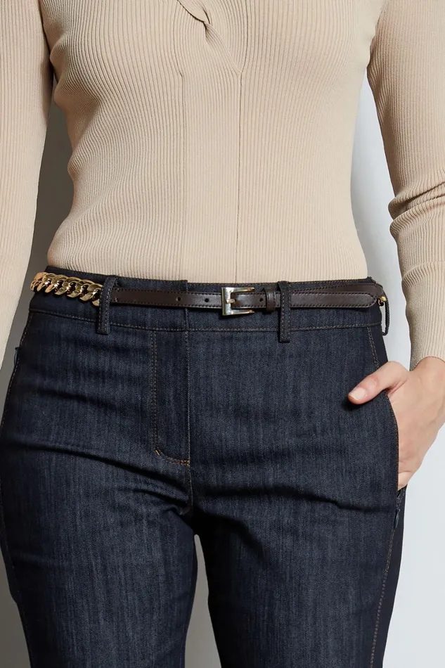 Elie Tahari Belts Gold Chain Belt 8211 Coffee Coffee 8211 Women