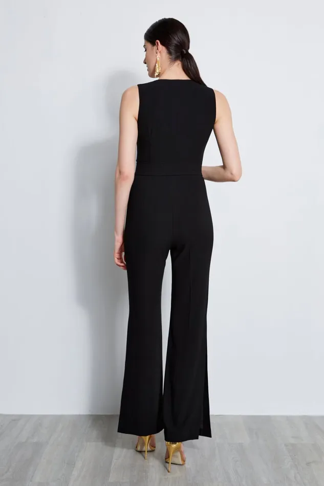 Elie Tahari Dresses and Jumpsuits Belted Slit Jumpsuit Black 8211 Women