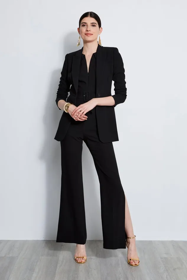 Elie Tahari Dresses and Jumpsuits Belted Slit Jumpsuit Black 8211 Women