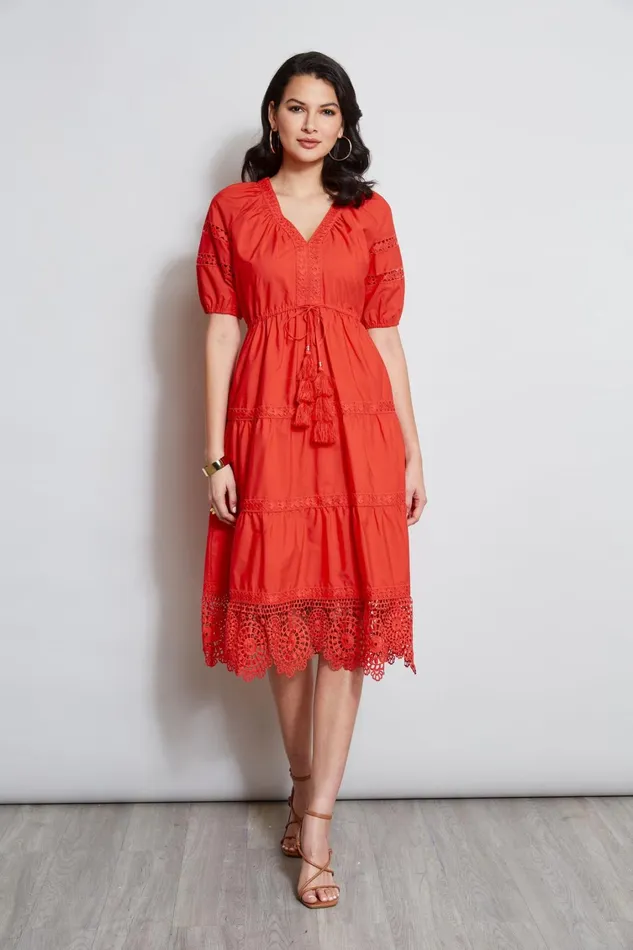 Elie Tahari Dresses and Jumpsuits Embroidered Short Sleeve Dress Cayenne 8211 Women Elie Tahari Dresses and Jumpsuits Embroidered Short Sleeve Dress Cayenne 8211 Women