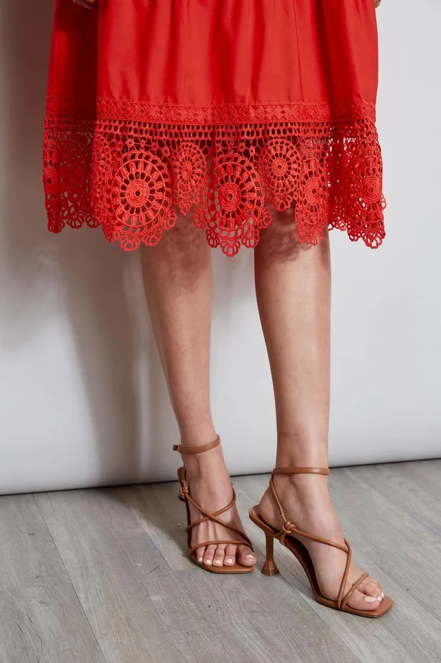 Elie Tahari Dresses and Jumpsuits Embroidered Short Sleeve Dress Cayenne 8211 Women