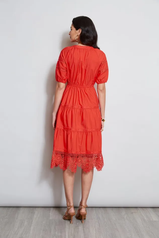 Elie Tahari Dresses and Jumpsuits Embroidered Short Sleeve Dress Cayenne 8211 Women