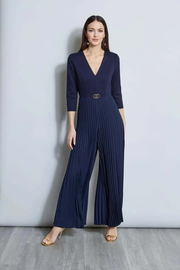 Elie Tahari Dresses and Jumpsuits Knit Bodice Pleated Jumpsuit Peacoat 8211 Women Elie Tahari Dresses and Jumpsuits Knit Bodice Pleated Jumpsuit Peacoat 8211 Women