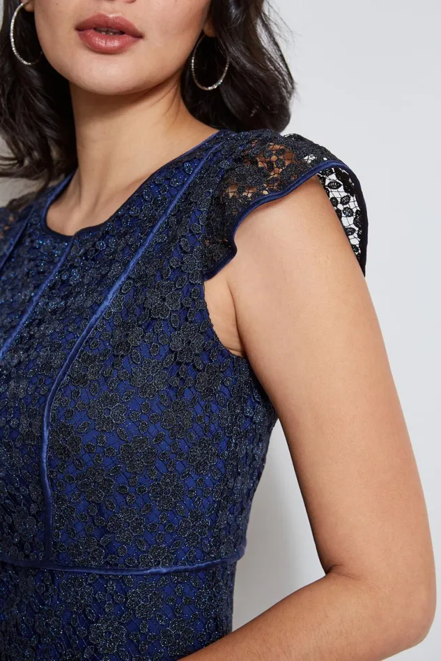 Elie Tahari Dresses and Jumpsuits Lace Flutter Sleeve Dress Twilight 8211 Women